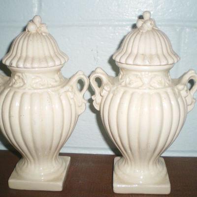 Pair Vintage Covered Urns