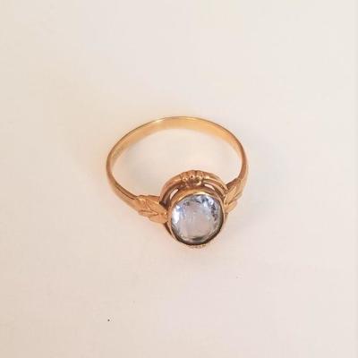 Lot #37  Antique Ring set in 10K gold - blue topaz