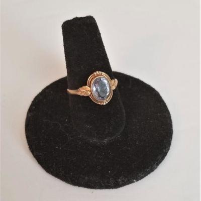 Lot #37  Antique Ring set in 10K gold - blue topaz