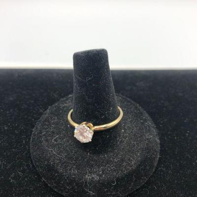 Goldtone Cubic Zircon CZ Solitaire Ring Size 10  