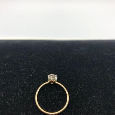 Goldtone Cubic Zircon CZ Solitaire Ring Size 10  