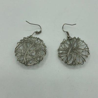 Abstract Silver Wire Earrings