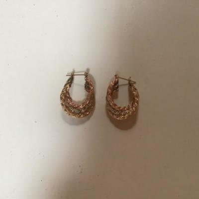 B3-104 14 karat tricolor gold earrings