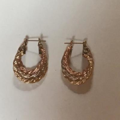 B3-104 14 karat tricolor gold earrings