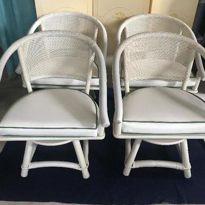 Set of 4 Swivel Bamboo Chairs with Cushions