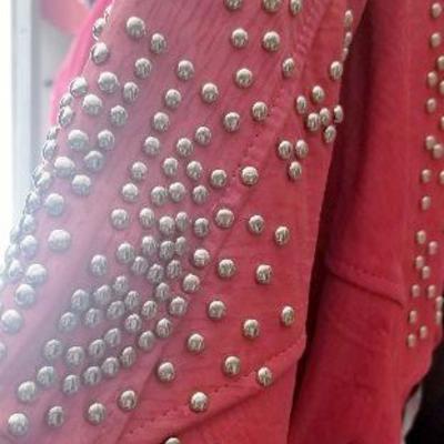 3/4 pink leather coat with studs - size medium