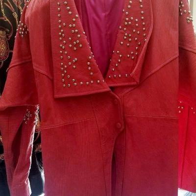 3/4 pink leather coat with studs - size medium