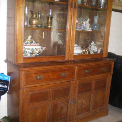 Vintage Tall Glass Front Display Cabinet