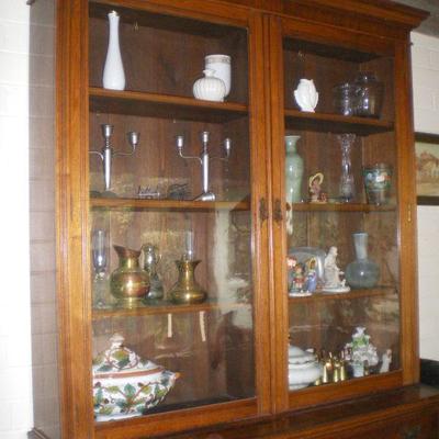 Vintage Tall Glass Front Display Cabinet