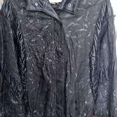 3/4 length leather crinkle coat - size M