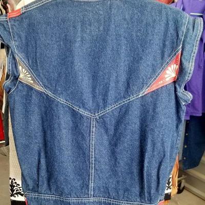 Freego Denims and leather hand painted vest slash pockets - size small