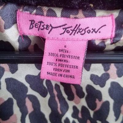 Betsey Johnson Faux fur vest with small gold spangles - size small