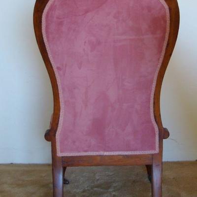 L101 - Antique Armless Parlor Chair with Pink Cushions