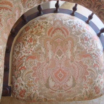 L112 - Barrel Back Arm Chair with Ornate Fabric (#2)