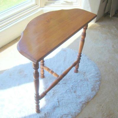 L113 - Vintage Light Wood Half Occasional Table 