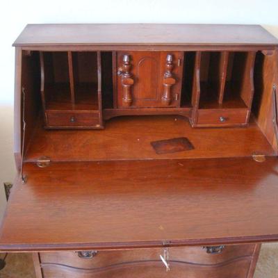 L117 - Drop Front Secretary with Serpentine Drawers + Claw Foot Design