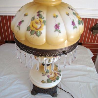 L119 - Antique Hand Painted Oil to Electric Table Lamp