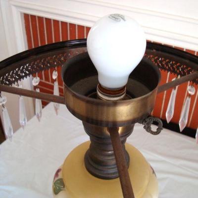 L119 - Antique Hand Painted Oil to Electric Table Lamp