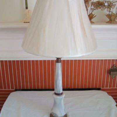 L121 - White Marble Stone Table Lamp 