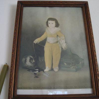 L128 - Framed Art Piece + 2 Candle Stick Holders