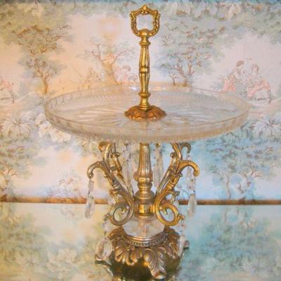 D111 - Single Tier Compote with Goldtone Features