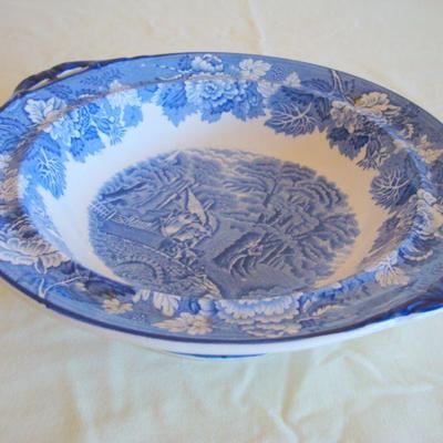 bd1 L106 - Blue and White Double Handled Bowl by Woods and Sons