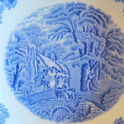 bd1 L106 - Blue and White Double Handled Bowl by Woods and Sons