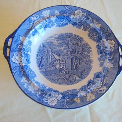 bd1 L106 - Blue and White Double Handled Bowl by Woods and Sons