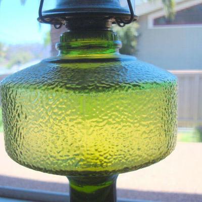 bd1 L116 - Avocado Green Oil Lamp with Pebbled Texture