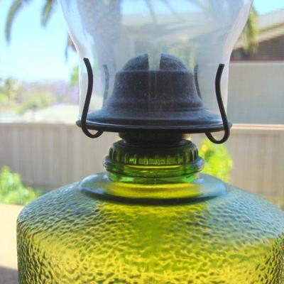 bd1 L116 - Avocado Green Oil Lamp with Pebbled Texture