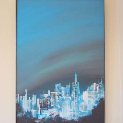 bd1 L128 - Large Art Piece City at Night on Canvas
