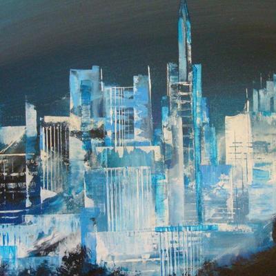 bd1 L128 - Large Art Piece City at Night on Canvas
