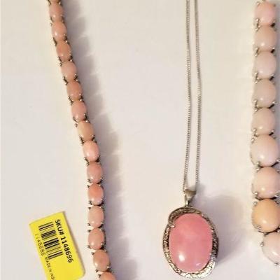 Lot #51  Three pieces Sterling Silver with Pink Thermoplastic 