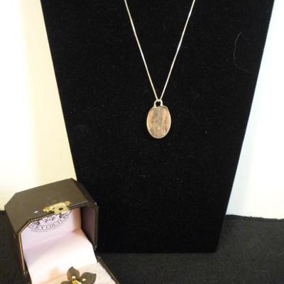 2-Piece Lot  Sterling Silver Gemstone Necklace - Juicy Couture Ring in Presentation Box