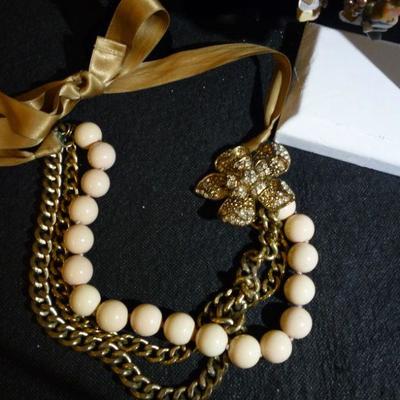 6 Piece Lot - 3 Gemstone Bracelets, 2 Necklace - 1 Tiger Eye 12K Scarab Earrings