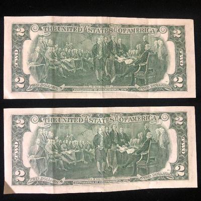 #13 (2) 1978 Green Seal Two Dollar Bills USA
