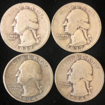 #26 (4) 1930's Washington Quarters 90% Silver