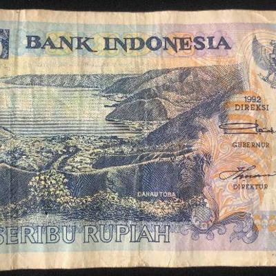 #30 Bank of Indonesian 1000 Rupiah 1992 Bank Note 