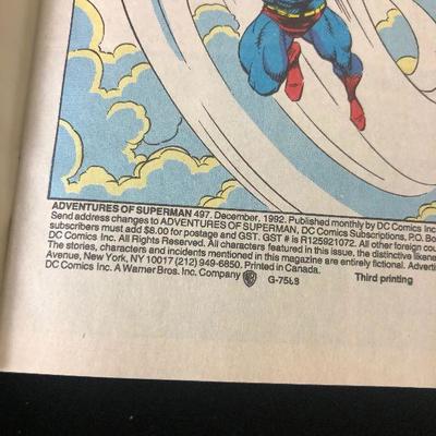#72 DC Comics the Adventures of Superman #497 Dec 92 