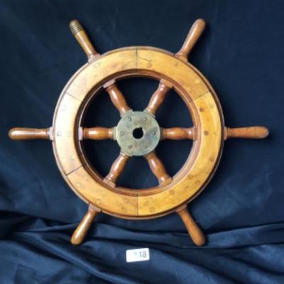 Brower Wooden Ships Wheel with Brass Lot 1848