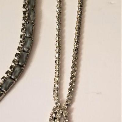 Lot #52  Lot of 3 pieces of vintage jewelry - rhinestone necklaces