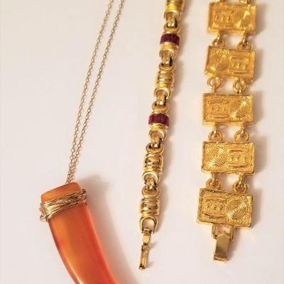 Lot #53  4 pieces Costume Jewelry, including vintage French Jet necklace