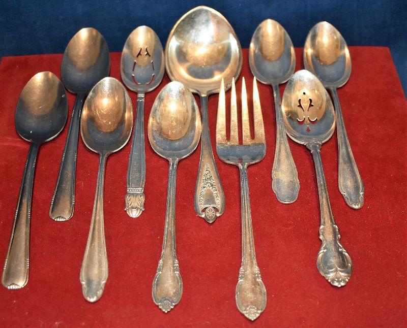 Lot 697, Lot 10 Silver Plate Serving Pieces