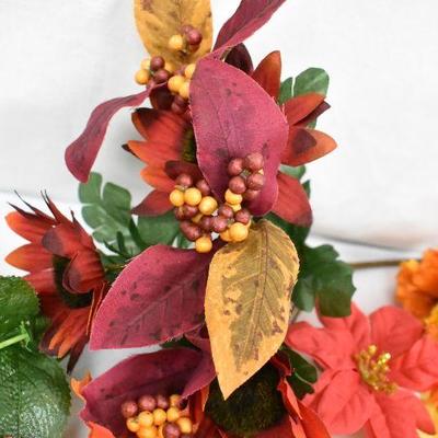 Faux Flowers & Leaves, Lot of Oranges & Reds