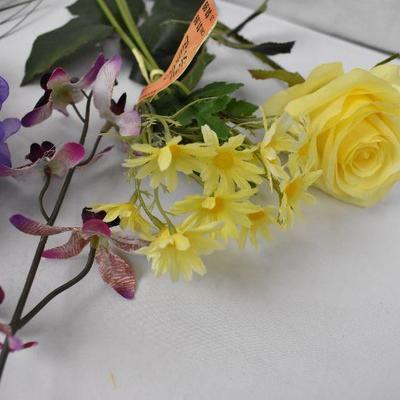 Faux Flowers, Lot of Purples & Yellows