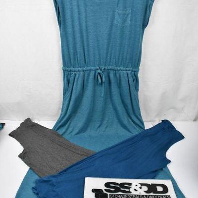 3 pc Women's Clothing, Teal/Gray/Blue: Sizes Med/Large