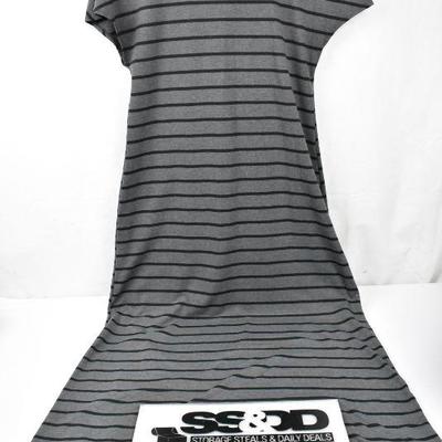 LuLaRoe Maria Dress, Striped Maxi Dress, Gray & Black Size Medium