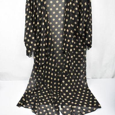 LuLaRoe Shirley Sheer Coverup Kimono, Brown with Brown Polka Dots, Size Large
