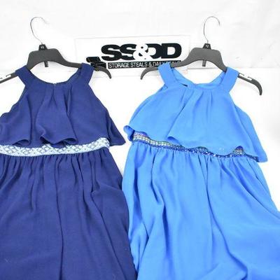 2 Girls Dresses. Navy Blue Size 10, Blue Size 12