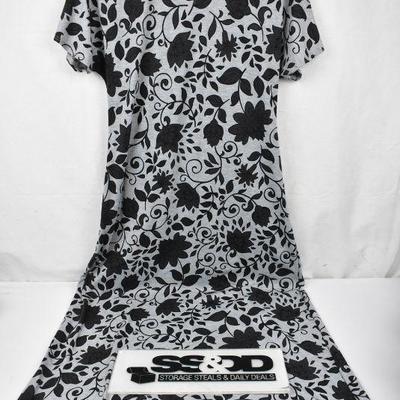 LuLaRoe Maria Maxi Dress, Gray w/ Black Floral, size Medium